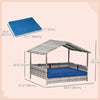 PawHut Elevated Rattan Dog House Outdoor with Canopy, Wicker Dog Bed with Water-Resistant Cushion, for Small and Medium Dogs Dark Blue