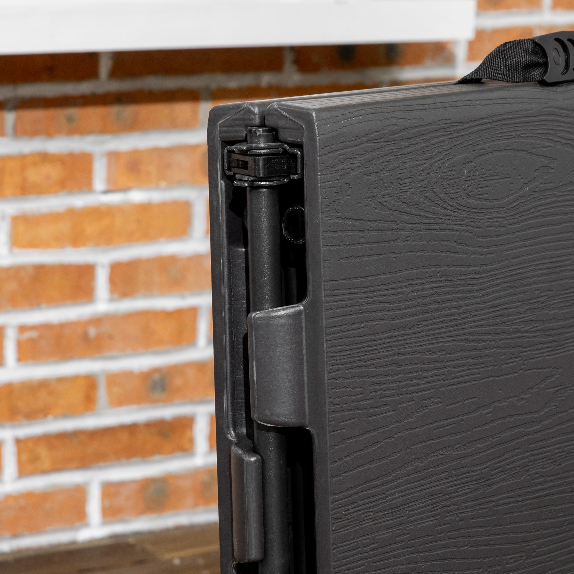 Outsunny 4 FT Folding Outdoor Dining Table for 4, Height Adjustable Rectangular Patio Table with HDPE Tabletop and Steel Frame, Dark Grey