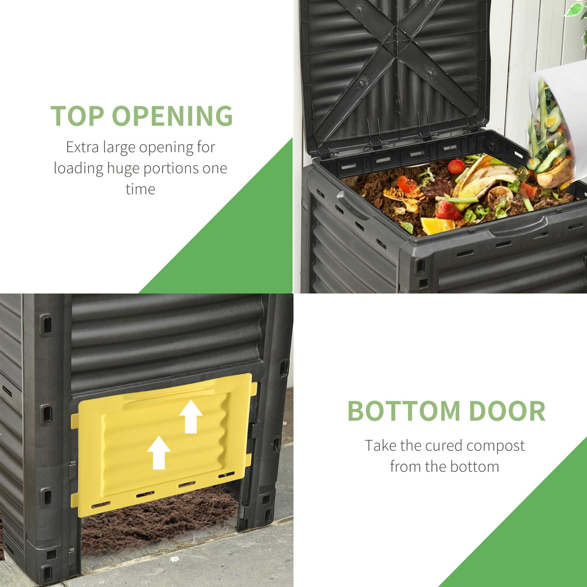 Outsunny Garden Compost Bin Large Outdoor Compost Container 80 Gallon Fast Creation of Fertile Soil Aerating Compost Box, Easy Assembly, Yellow