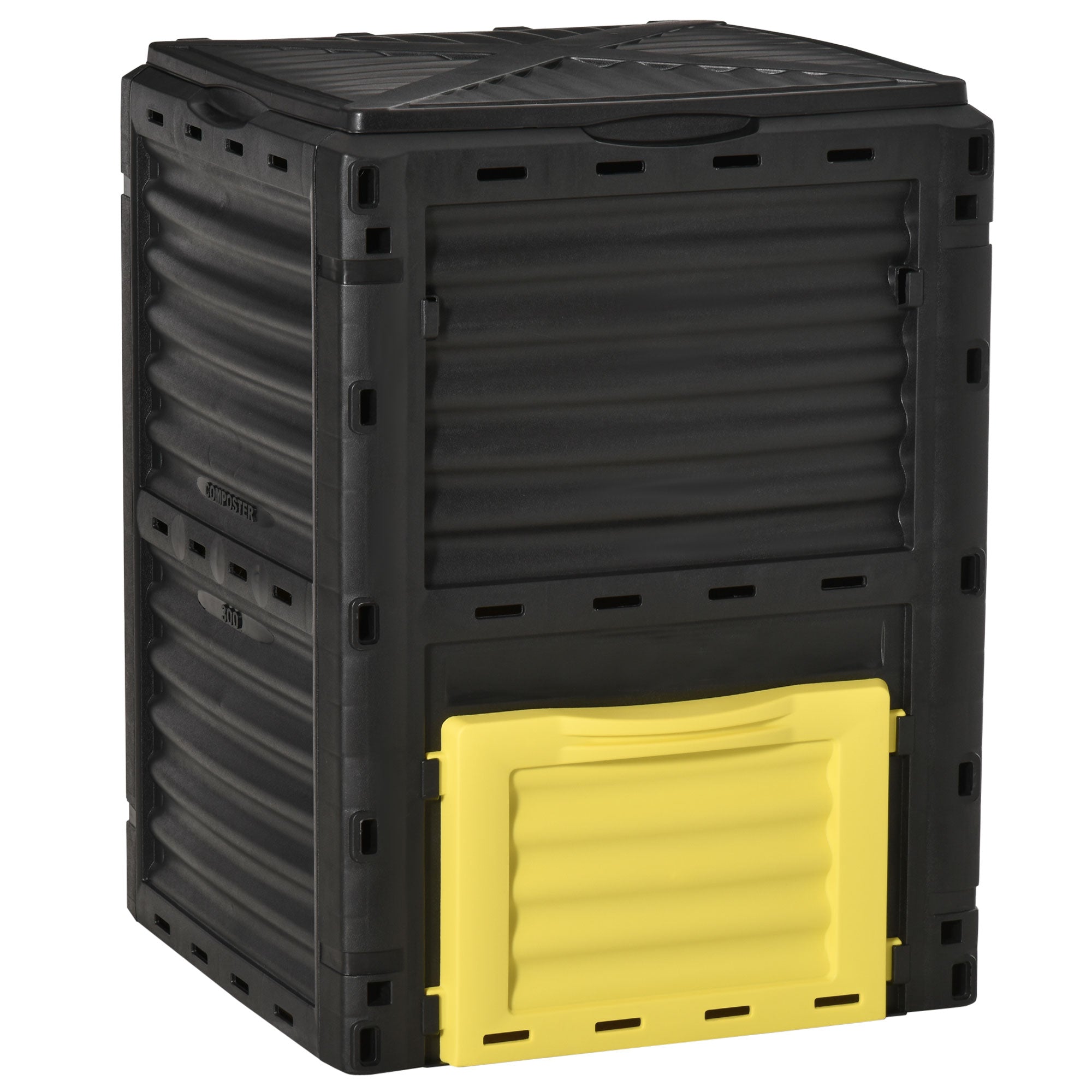 Outsunny Garden Compost Bin Large Outdoor Compost Container 80 Gallon Fast Creation of Fertile Soil Aerating Compost Box, Easy Assembly, Yellow