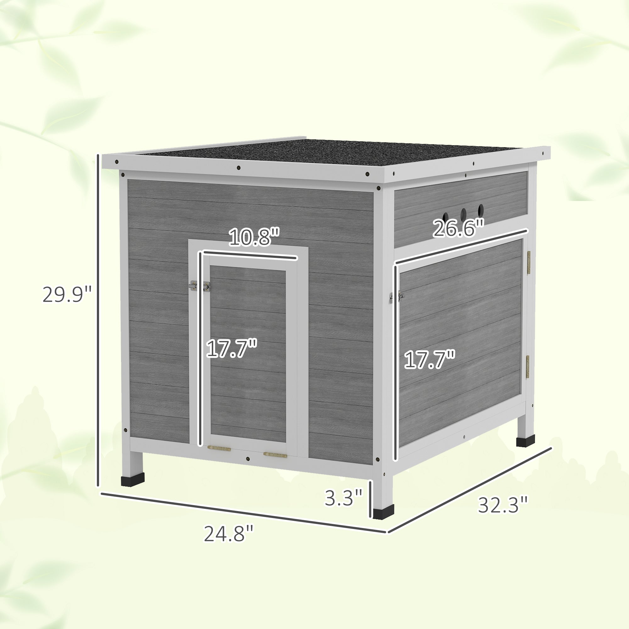 PawHut Duck Coop, Wooden Rabbit Hutch with Openable Roof, Removable Floor, Double Doors, Ramp, Weatherproof Pet House, Small Animal Outdoor Shelter for 2-4 Chickens, Geese, 25" x 32" x 30"