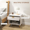 HOMCOM Nightstand with Fluted Panel, Bedside Table with Drawer and Open Compartment, Modern Night Table with Gold Metal Legs for Bedroom, White
