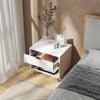 HOMCOM Nightstand with Fluted Panel, Bedside Table with Drawer and Open Compartment, Modern Night Table with Gold Metal Legs for Bedroom, White