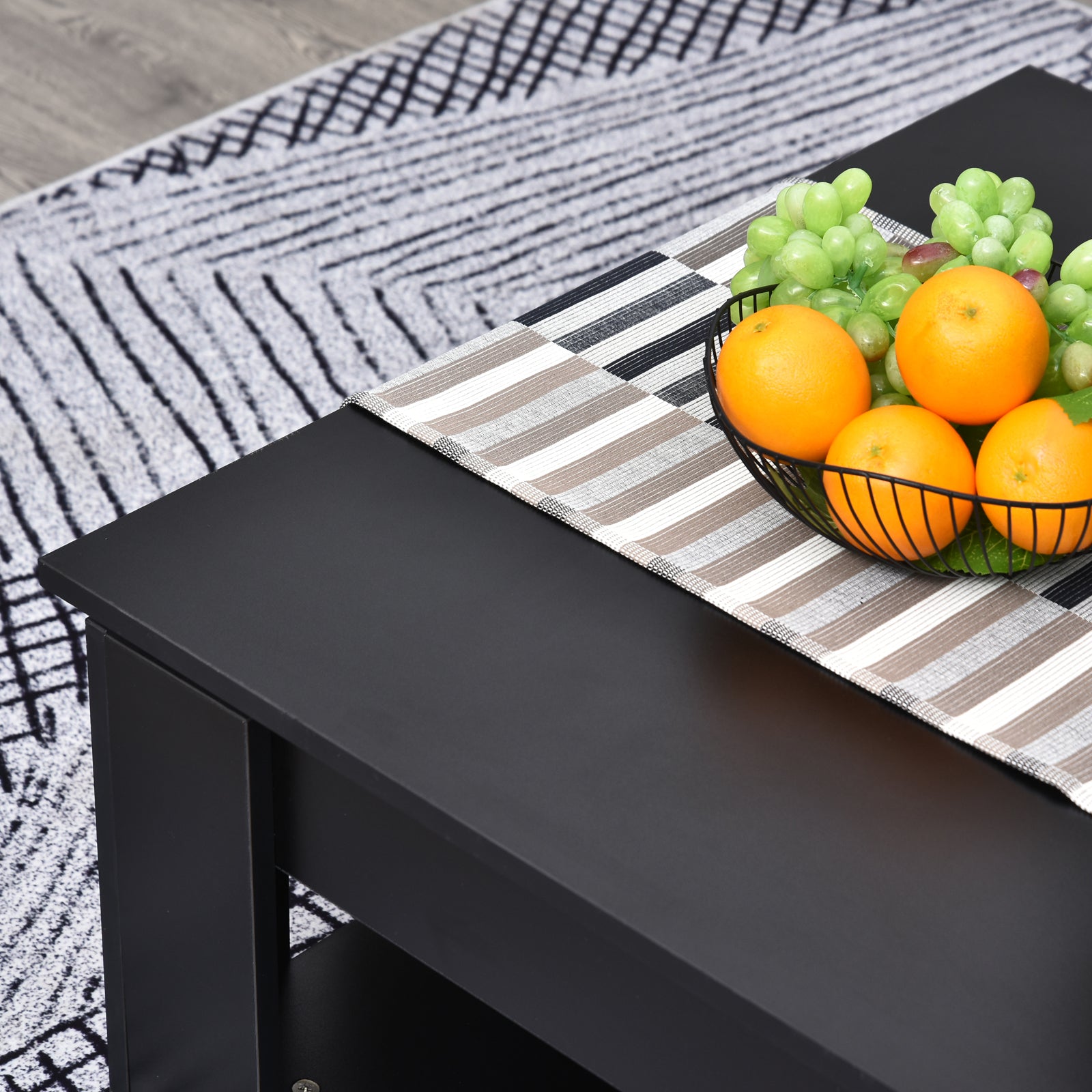 HOMCOM Modern Coffee Table with Storage Shelf, Square  Cocktail Table, Center Table for Living Room, Black