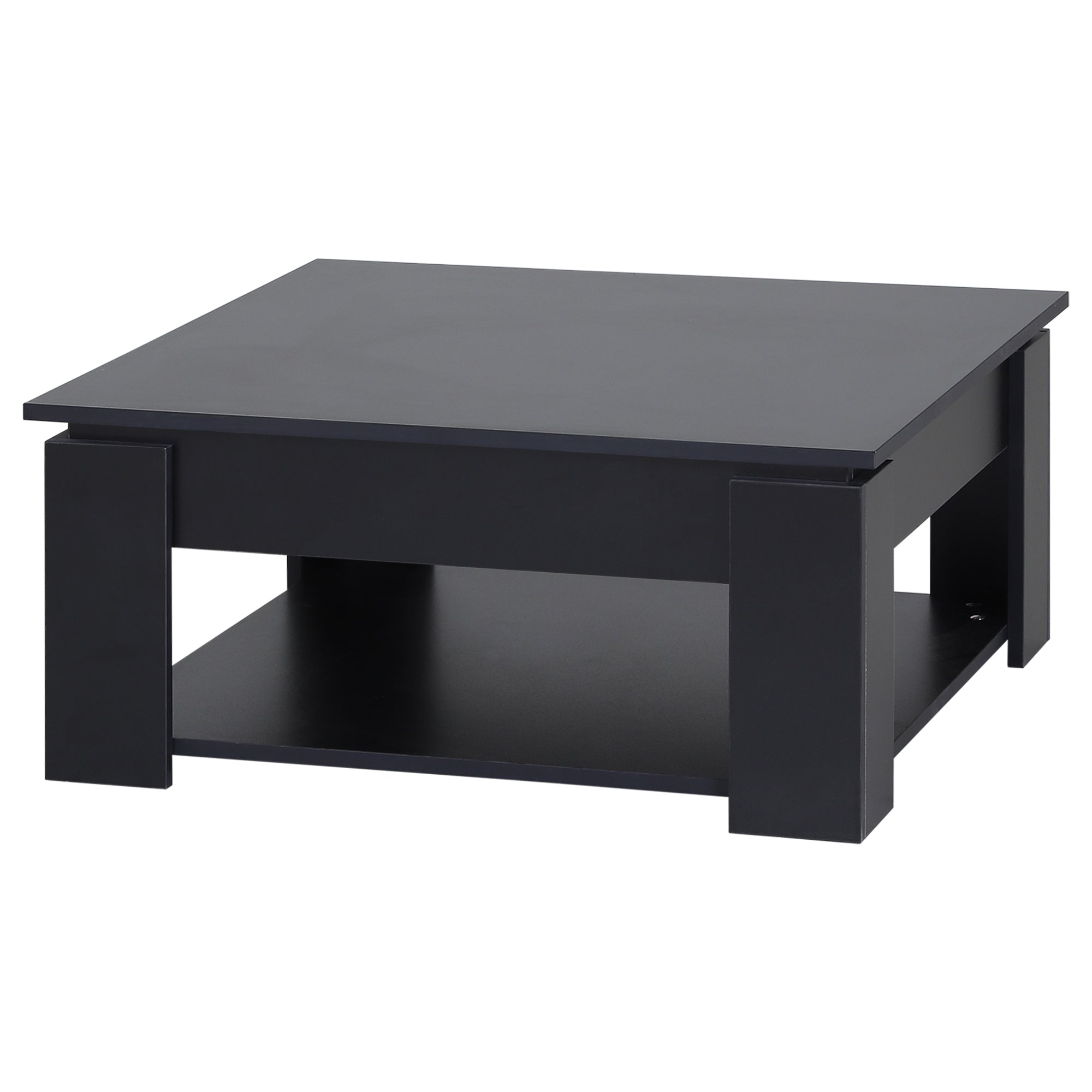 HOMCOM Modern Coffee Table with Storage Shelf, Square  Cocktail Table, Center Table for Living Room, Black