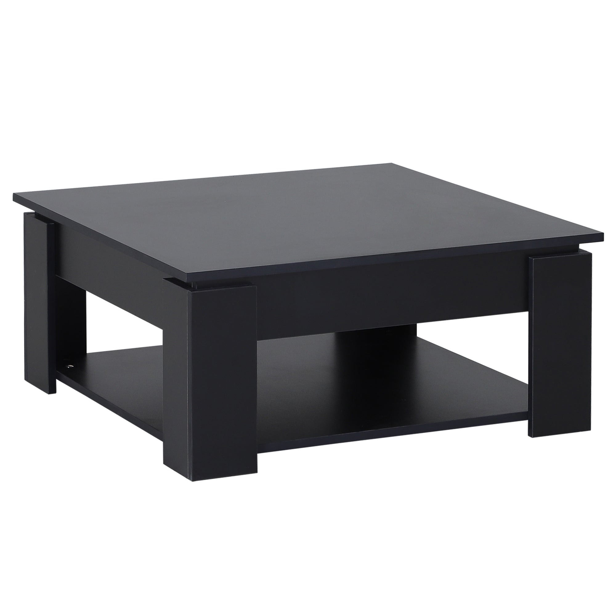 HOMCOM Modern Coffee Table with Storage Shelf, Square  Cocktail Table, Center Table for Living Room, Black