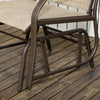 Outsunny 3 Piece Patio Glider Set, Outdoor Gliders with Glass Top Table, Breathable Mesh Seat, or Garden, Country Yard, Porch, Light Mixed Brown