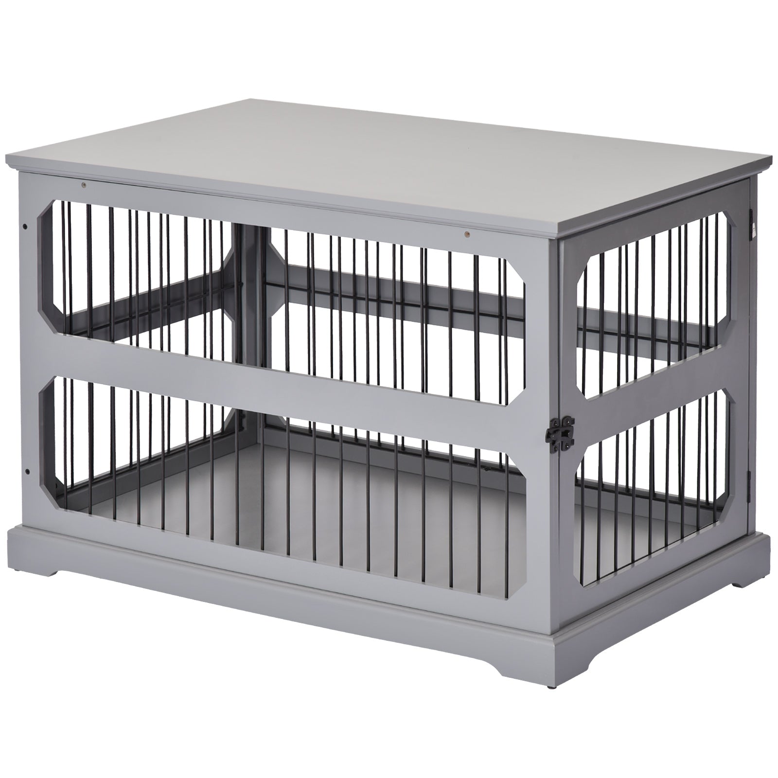 PawHut Dog Crate Furniture Decorative Cage Kennel with Strong Construction Materials & a Classic Americana Style, Grey