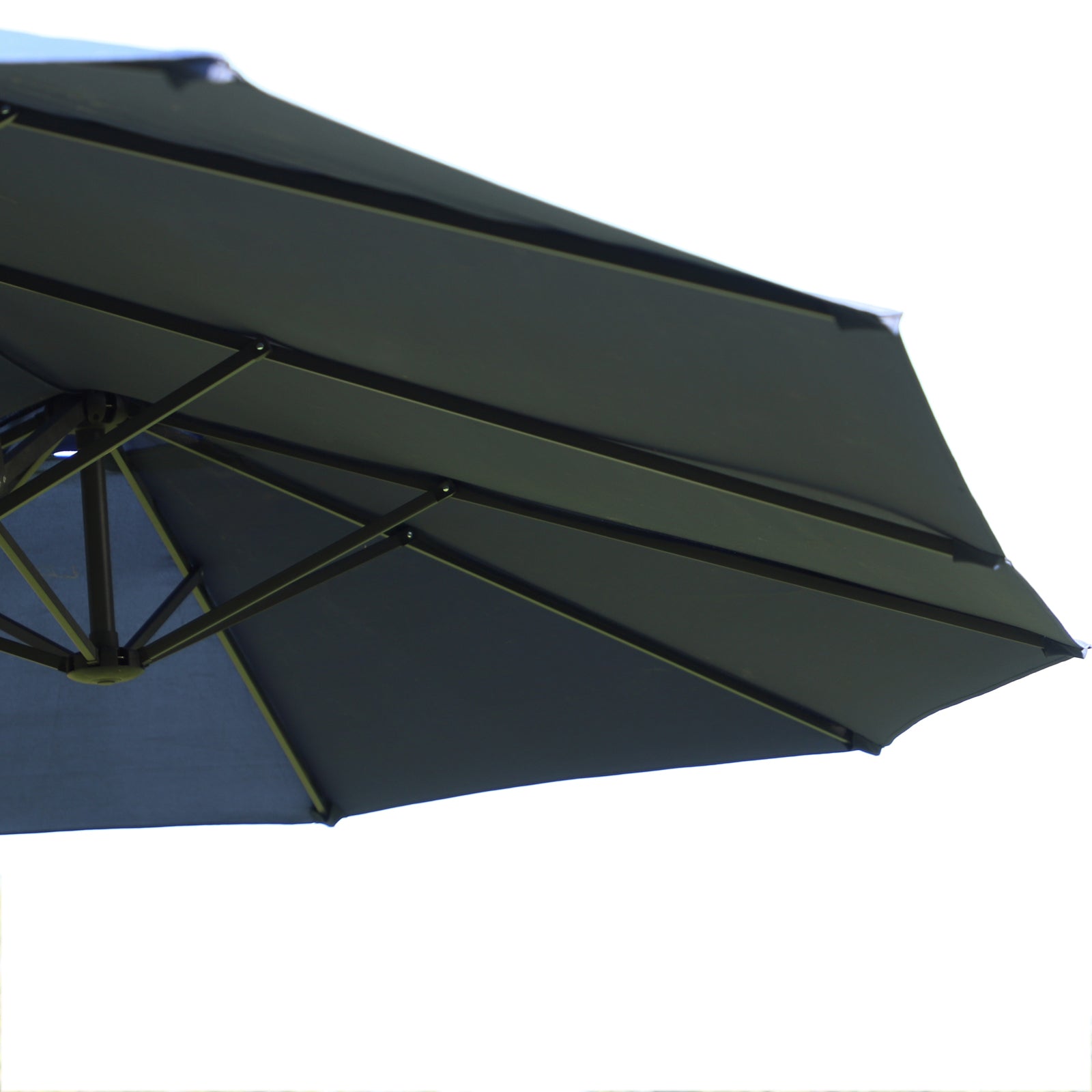 Outsunny 15ft Double-sided Patio Umbrella with Twin Canopy, Extra Large Outdoor Parasol with Crank for Pool, Deck, Market, Blue