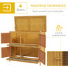 PawHut Rabbit Hutch, Wooden 2 Tier Bunny Guinea Pig Cage with Openable Top, Slide-out Tray, Ramp, Asphalt Roof, for 2 Rabbits Outdoor Backyard Use, Yellow