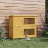 PawHut Rabbit Hutch, Wooden 2 Tier Bunny Guinea Pig Cage with Openable Top, Slide-out Tray, Ramp, Asphalt Roof, for 2 Rabbits Outdoor Backyard Use, Yellow