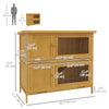PawHut Rabbit Hutch, Wooden 2 Tier Bunny Guinea Pig Cage with Openable Top, Slide-out Tray, Ramp, Asphalt Roof, for 2 Rabbits Outdoor Backyard Use, Yellow