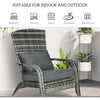 Outsunny Patio Wicker Adirondack Chair, Outdoor PE Rattan Fire Pit Chair, Muskoka Chair w/ Soft Cushions, Tall Curved Backrest and Comfortable Armrests for Deck or Garden, Grey
