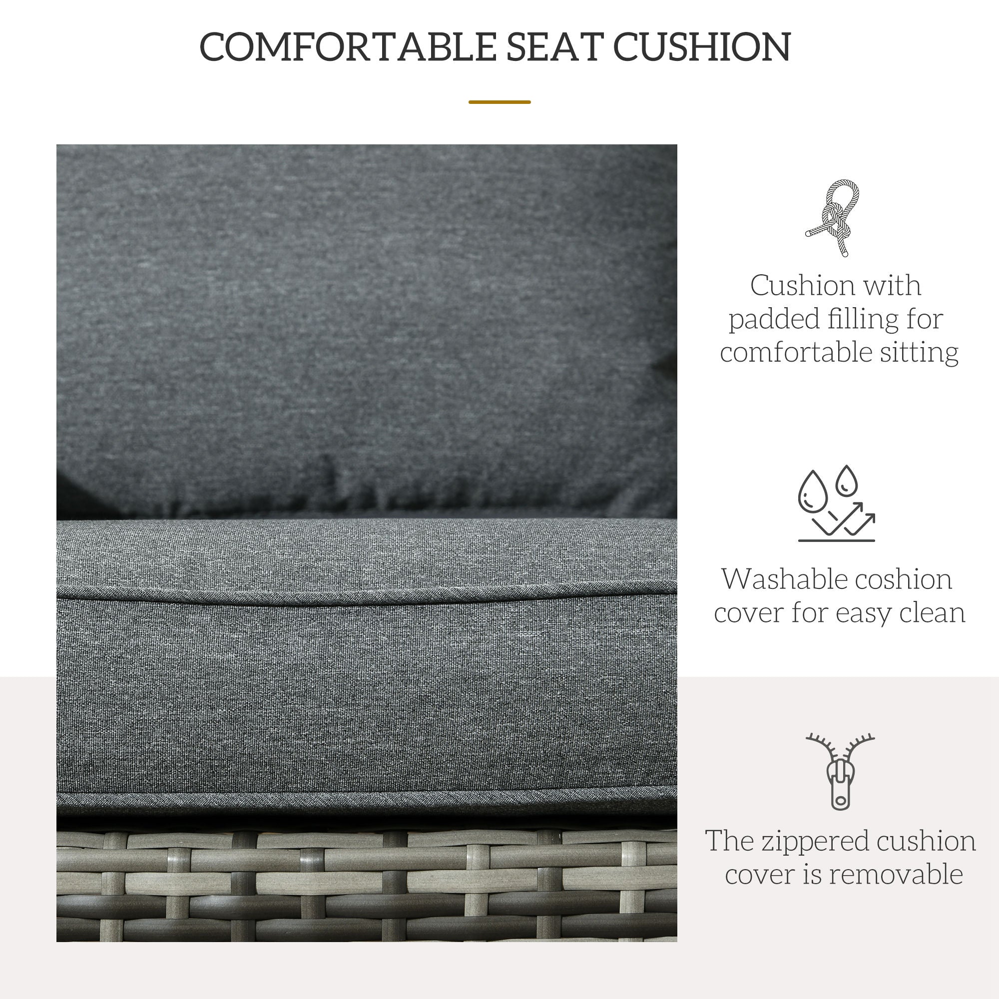 Outsunny Patio Wicker Adirondack Chair, Outdoor PE Rattan Fire Pit Chair, Muskoka Chair w/ Soft Cushions, Tall Curved Backrest and Comfortable Armrests for Deck or Garden, Grey