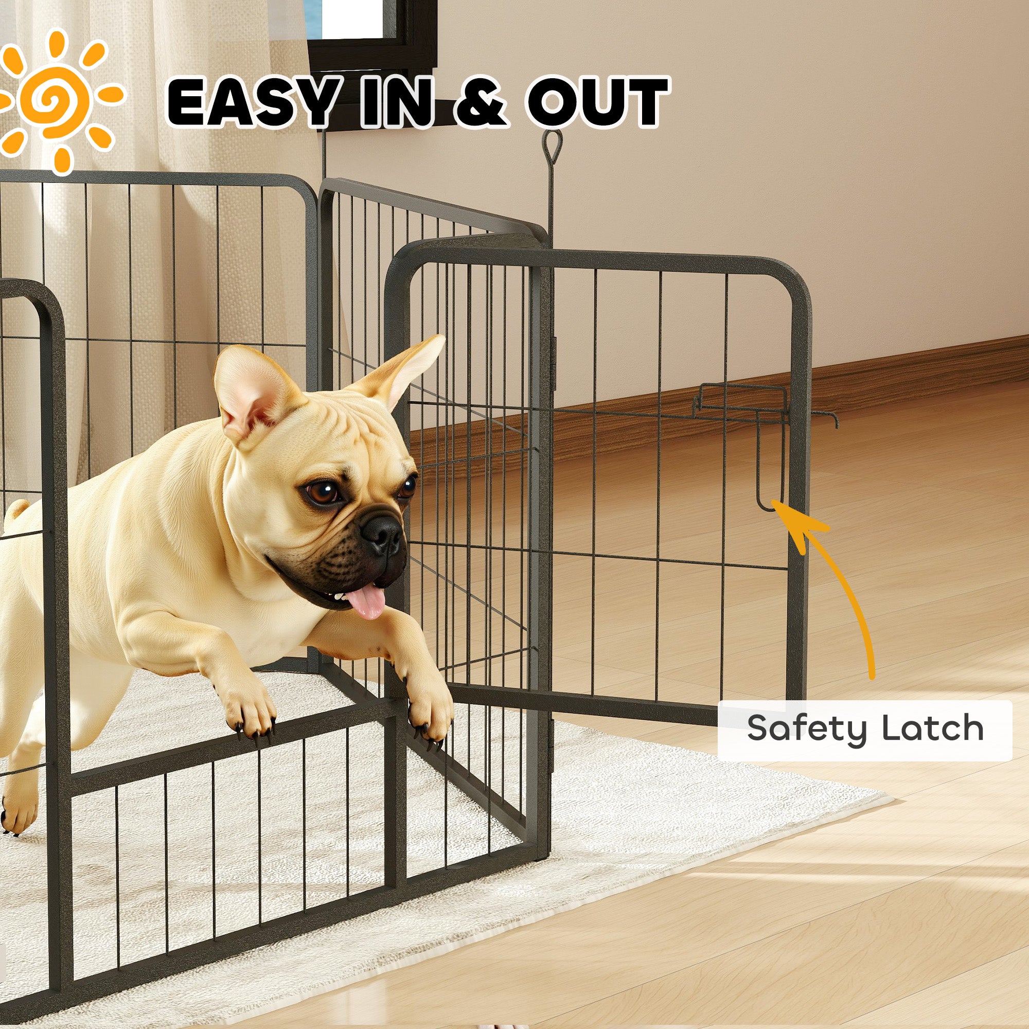 PawHut Dog Playpen, 6 Panels Puppy Pen Dog Playpen, 60cm High Pet Exercise Fence, Portable Detachable Pet Enclosure for Small Dogs, Puppies, Black