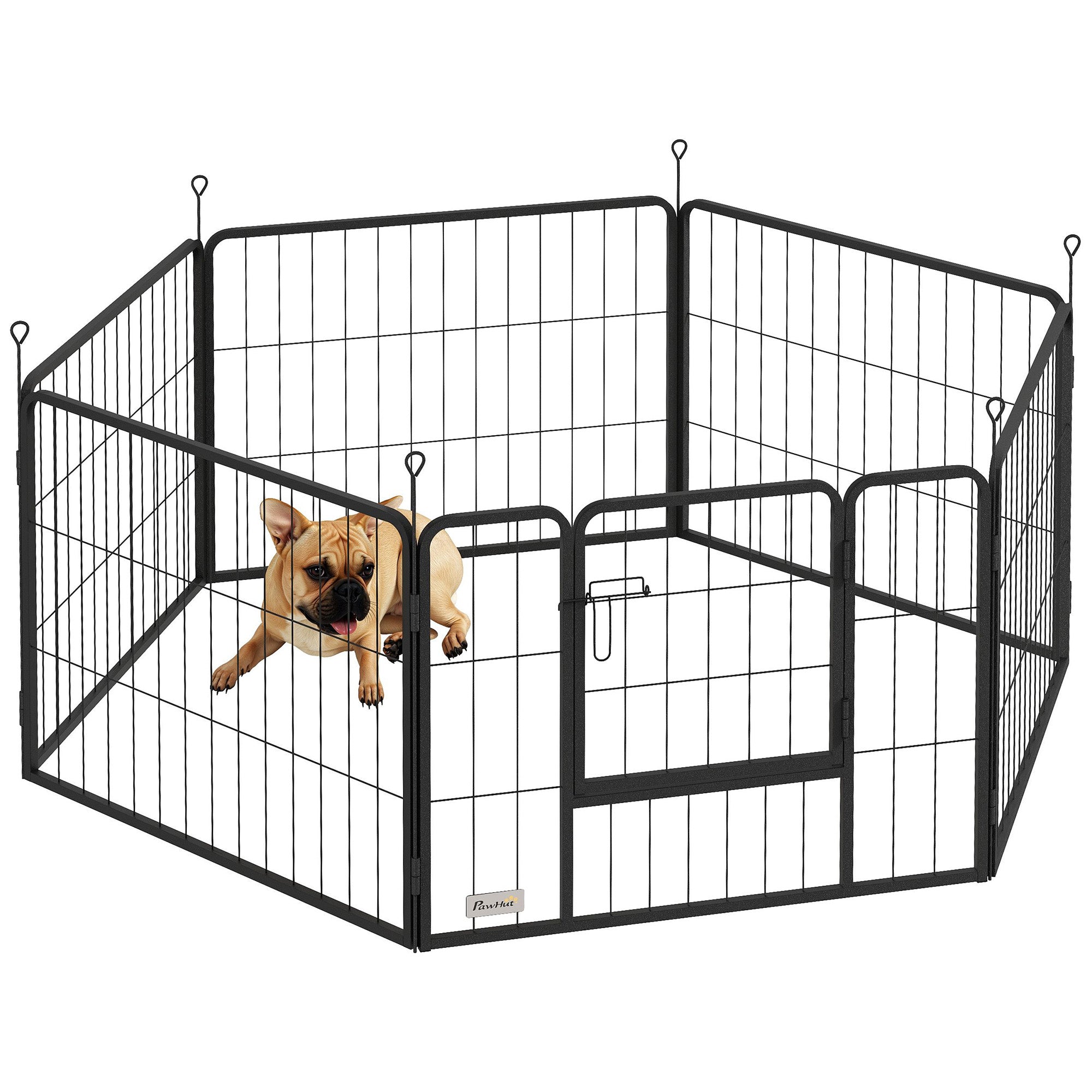 PawHut Dog Playpen, 6 Panels Puppy Pen Dog Playpen, 60cm High Pet Exercise Fence, Portable Detachable Pet Enclosure for Small Dogs, Puppies, Black