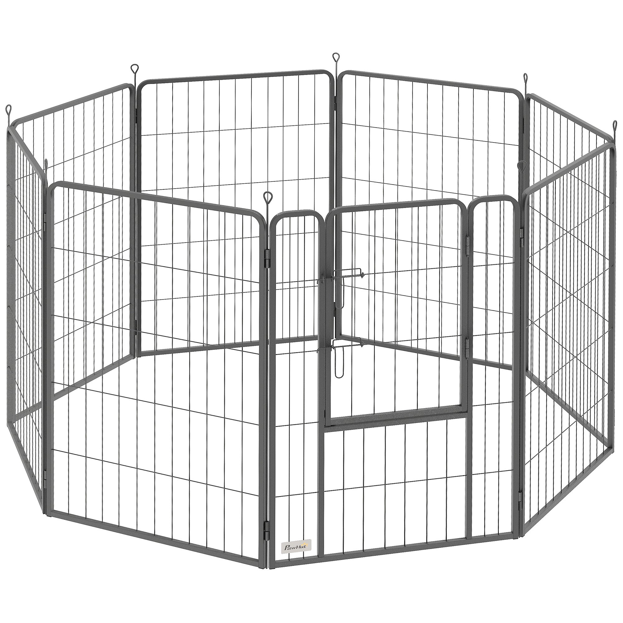 PawHut Dog Pen, 8 Panels Puppy Pen, Heavy Duty Dog Playpen, Portable Detachable Dog Exercise Pen Animal Enclosure for Large Dogs, 100cm High, Black