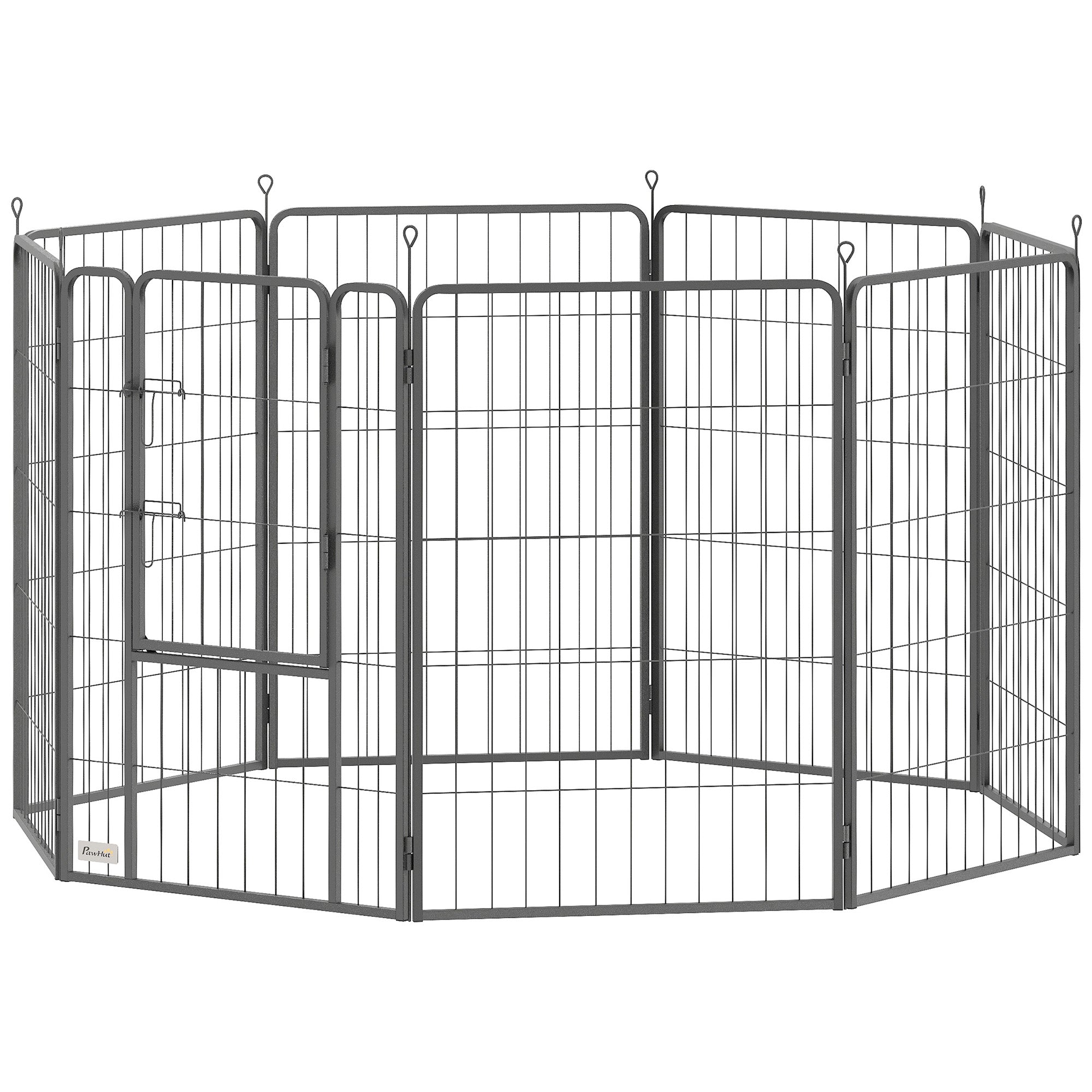 PawHut Dog Pen, 8 Panels Puppy Pen, Heavy Duty Dog Playpen, Portable Detachable Dog Exercise Pen Animal Enclosure for Large Dogs, 100cm High, Black