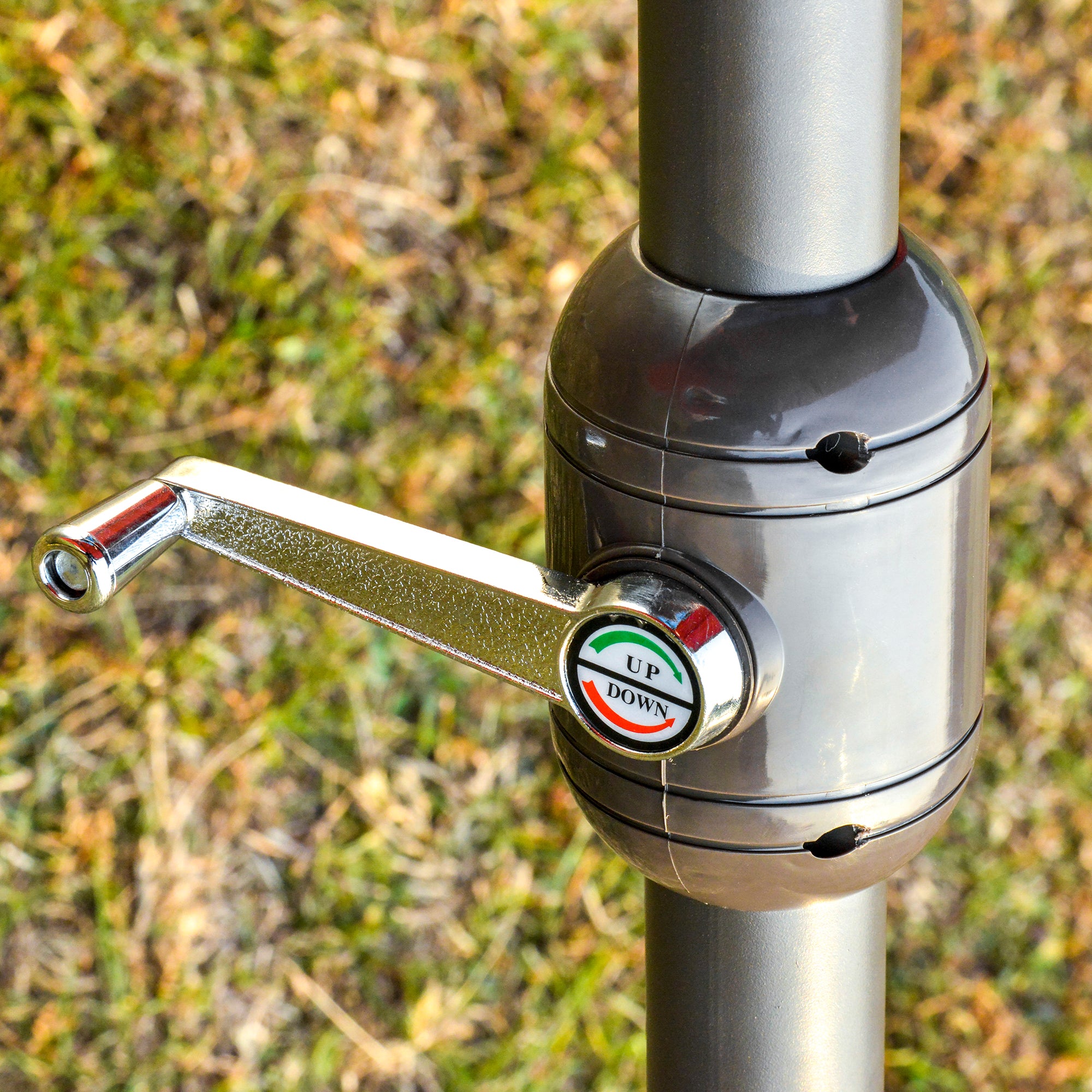 Outsunny 15' Outdoor Patio Umbrella with Twin Canopy Sunshade Steel Table Umbrella with Lift Crank, Cross base, Sandbag, Dark Blue