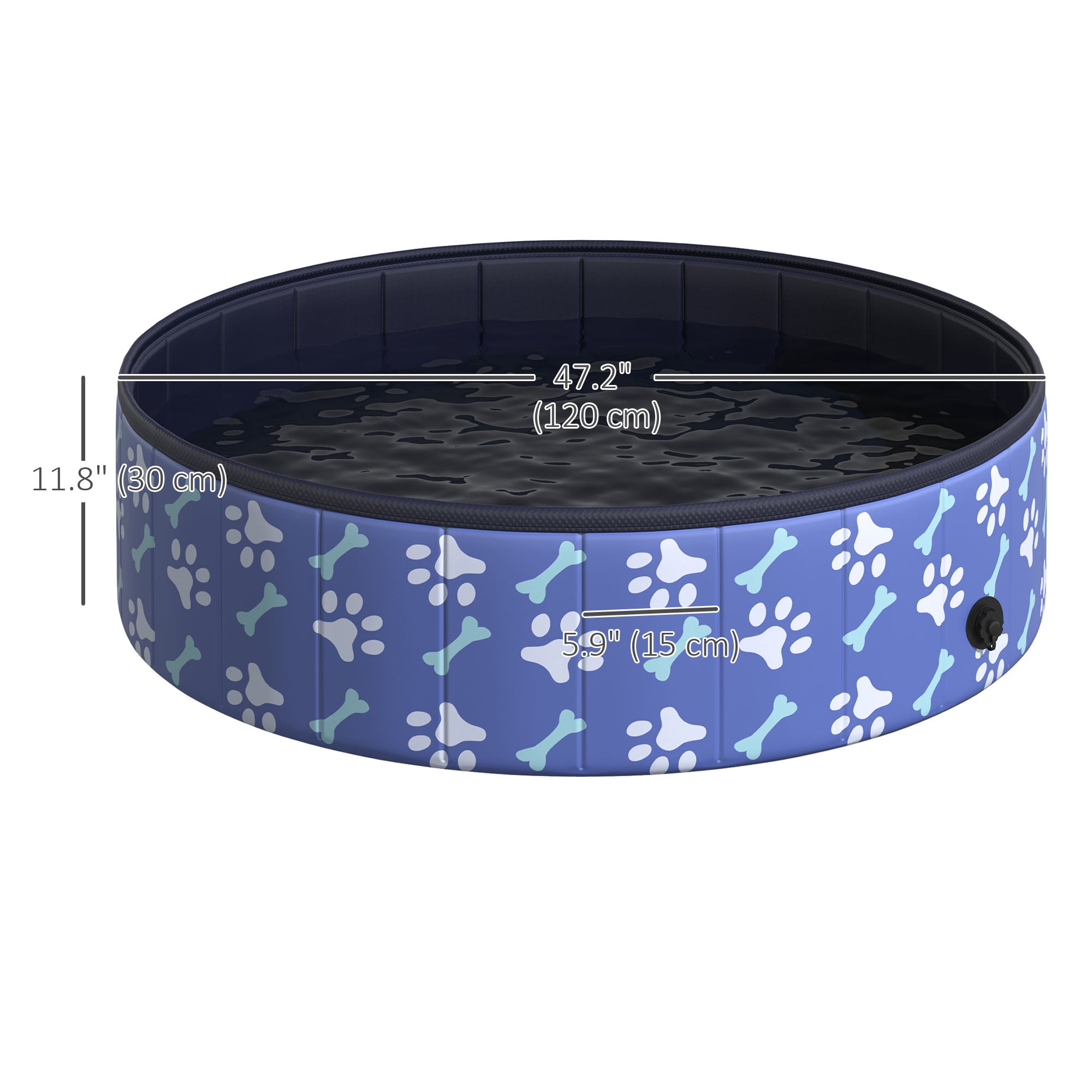 PawHut Folding Dog Pool Portable Pet Kiddie Swimming Pool, Outdoor/Indoor Puppy Bath Tub with Nonslip Bottom for Dogs & Cats,  (Φ47", Blue)