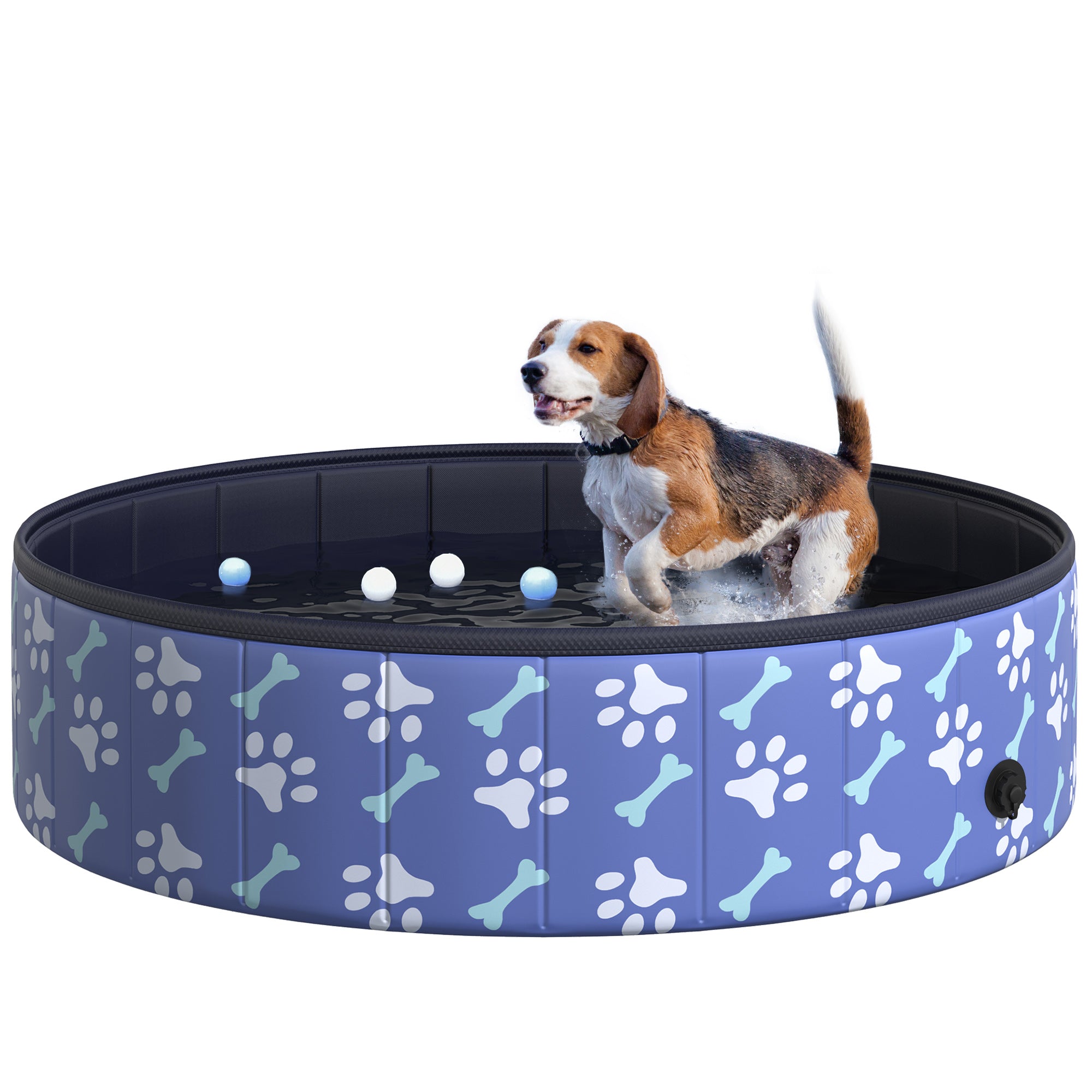 PawHut Folding Dog Pool Portable Pet Kiddie Swimming Pool, Outdoor/Indoor Puppy Bath Tub with Nonslip Bottom for Dogs & Cats,  (Φ47", Blue)
