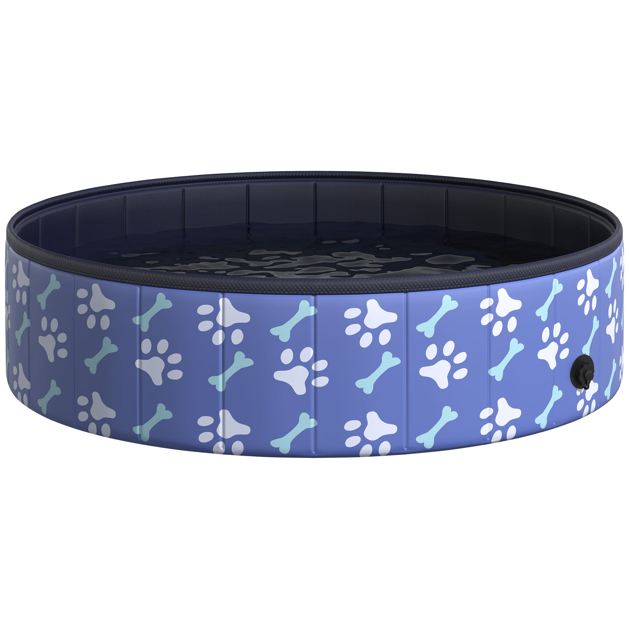 PawHut Foldable Dog Paddling Pool Pet Cat Swimming Pool Indoor/Outdoor Collapsible Bathing Tub Shower Tub Puppy Φ120 × 30H cm L Sized