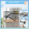 PawHut Hamster Cage, Gerbil Cage with Glass Basin, Ramps, Platforms, Hut, Exercise Wheel, for Syrian and Dwarf Hamsters, Black, L