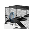 PawHut Hamster Cage, Gerbil Cage with Glass Basin, Ramps, Platforms, Hut, Exercise Wheel, for Syrian and Dwarf Hamsters, Black, L
