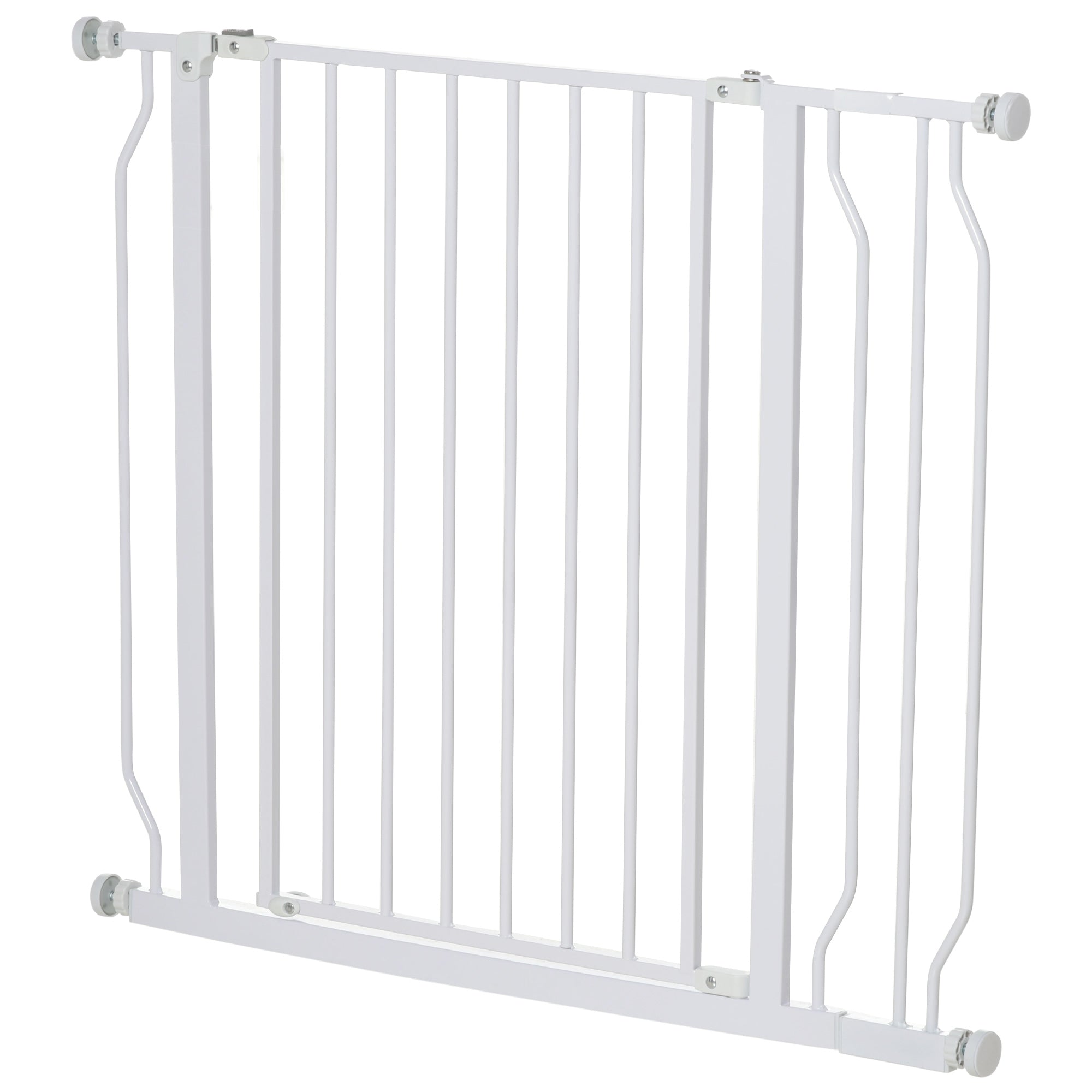 PawHut Dog Gate Wide Stair Gate w/ Door Pressure Fit Pets Barrier for Doorway, Hallway, 76H x 75-95W cm - White