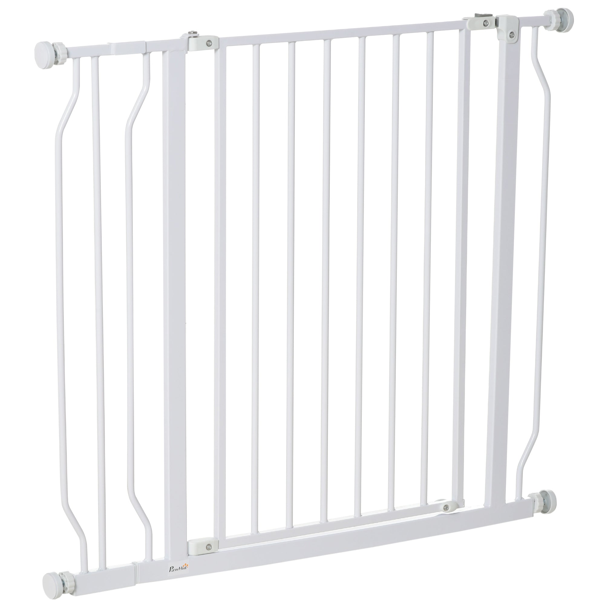 PawHut Dog Gate Wide Stair Gate w/ Door Pressure Fit Pets Barrier for Doorway, Hallway, 76H x 75-95W cm - White
