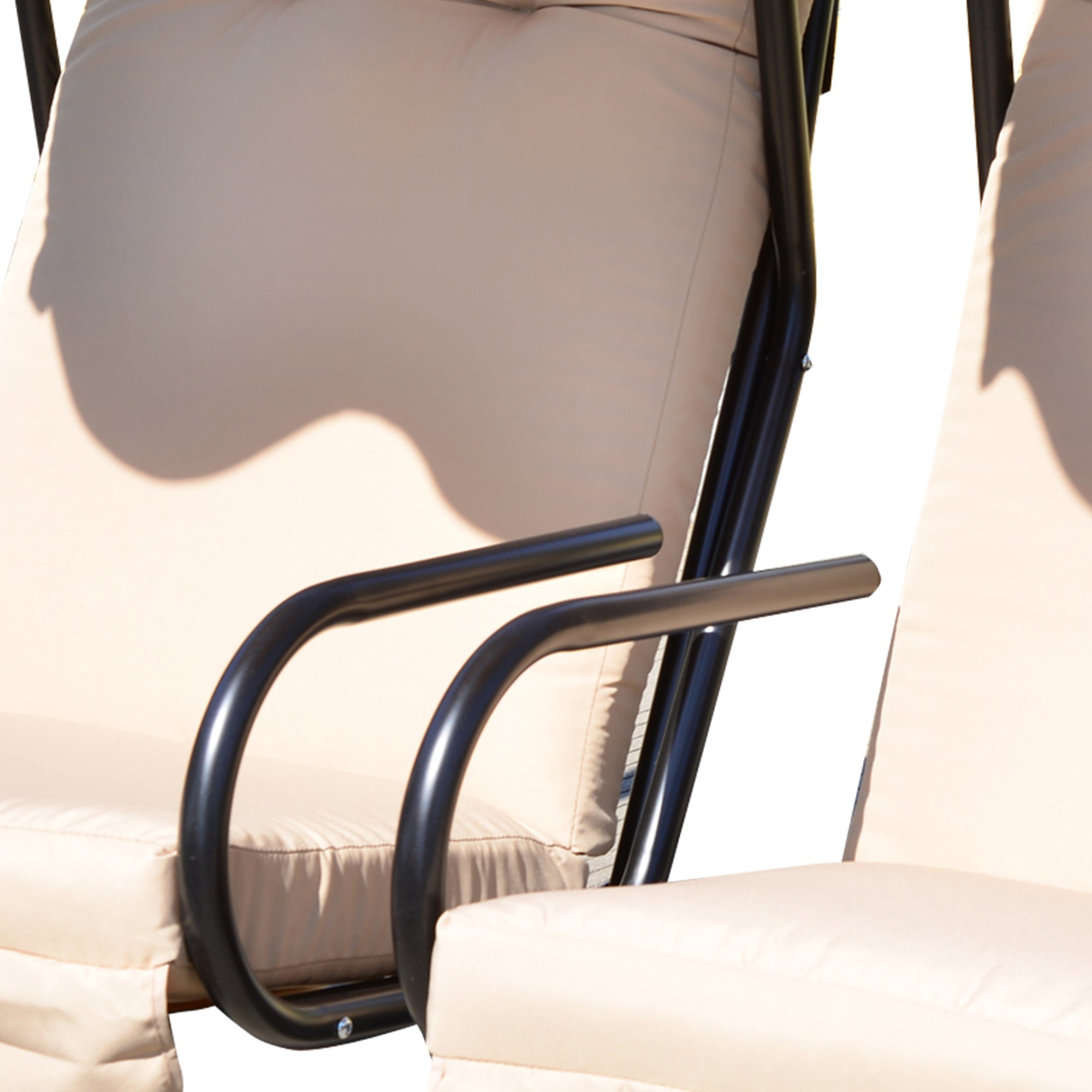 Outsunny Luxury Porch Swing Metal Outdoor Swing Chair 2 Separated Seater Hammock Heavy-Duty with Canopy and Cushions, Beige