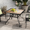 Outsunny 36" x 36" x 28" Square Patio Dining Table with Umbrella Hole, Outdoor Bistro Table with Easy to Clean Top & Rustproof Steel Frame, Outdoor Dining Table for Garden, Balcony