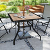 Outsunny 36" x 36" x 28" Square Patio Dining Table with Umbrella Hole, Outdoor Bistro Table with Easy to Clean Top & Rustproof Steel Frame, Outdoor Dining Table for Garden, Balcony