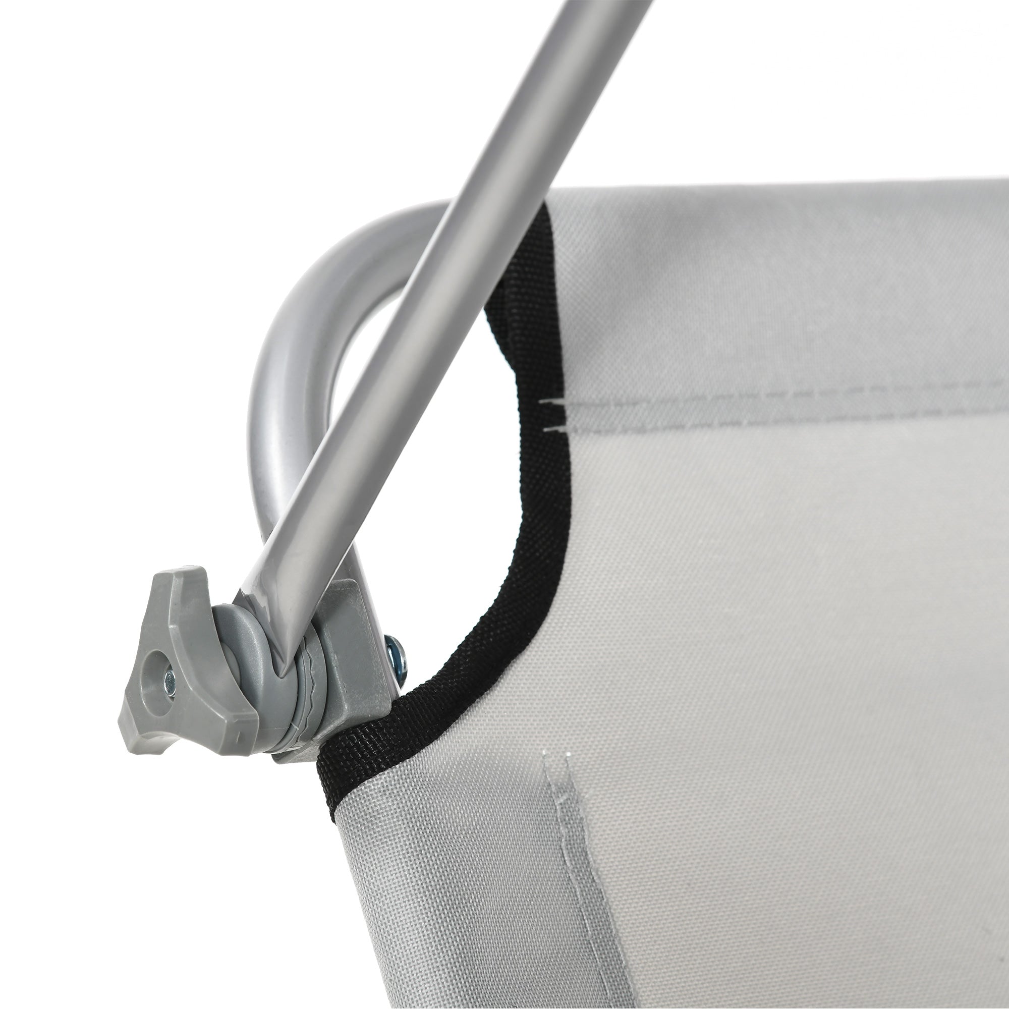 Outsunny Outdoor Lounge Chair, Adjustable Folding Chaise Lounge, Tanning Chair with Sun Shade for Beach, Camping, Hiking, Backyard, Light Grey