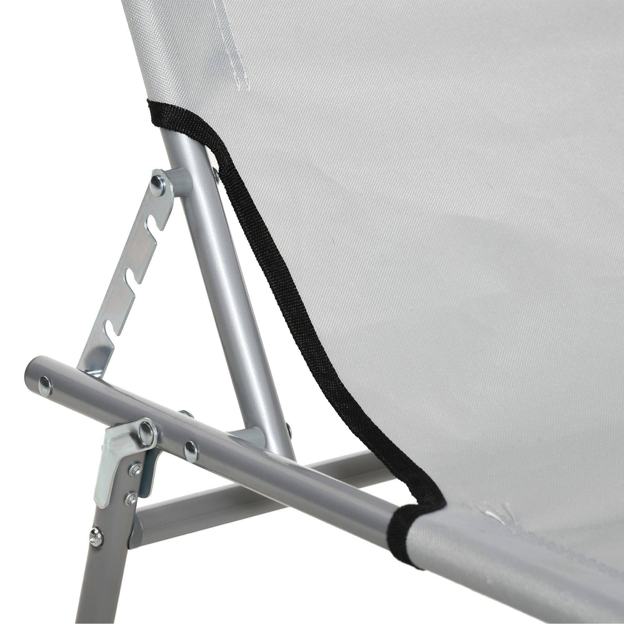 Outsunny Outdoor Lounge Chair, Adjustable Folding Chaise Lounge, Tanning Chair with Sun Shade for Beach, Camping, Hiking, Backyard, Light Grey