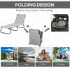 Outsunny Outdoor Lounge Chair, Adjustable Folding Chaise Lounge, Tanning Chair with Sun Shade for Beach, Camping, Hiking, Backyard, Light Grey