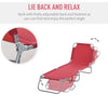 Outsunny Folding Outdoor Lounge Chair, Portable Reclining Beach Lounger with Breathable Mesh Fabric, Sun Lounge Bed Camping Cot for Patio, Garden, Poolside, Wine Red