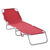Outsunny Folding Outdoor Lounge Chair, Portable Reclining Beach Lounger with Breathable Mesh Fabric, Sun Lounge Bed Camping Cot for Patio, Garden, Poolside, Wine Red