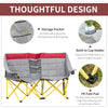 Outsunny 62" W Double Seat Camping Chair Folding Lawn Loveseat w/ Storage Pocket & Cup Holder Compact in a Bag for Outdoor, Beach, Picnic, Hiking, Travel, Red