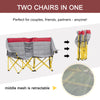 Outsunny 62" W Double Seat Camping Chair Folding Lawn Loveseat w/ Storage Pocket & Cup Holder Compact in a Bag for Outdoor, Beach, Picnic, Hiking, Travel, Red