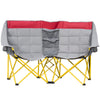 Outsunny 62" W Double Seat Camping Chair Folding Lawn Loveseat w/ Storage Pocket & Cup Holder Compact in a Bag for Outdoor, Beach, Picnic, Hiking, Travel, Red
