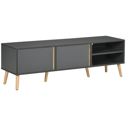 HOMCOM TV Stand Cabinet for TVs up to 55", Entertainment Unit with Doors, Storage Shelves and Cable Holes for Living Room, Bedroom, Dark Grey