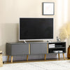 HOMCOM TV Stand Cabinet for TVs up to 55", Entertainment Unit with Doors, Storage Shelves and Cable Holes for Living Room, Bedroom, Dark Grey