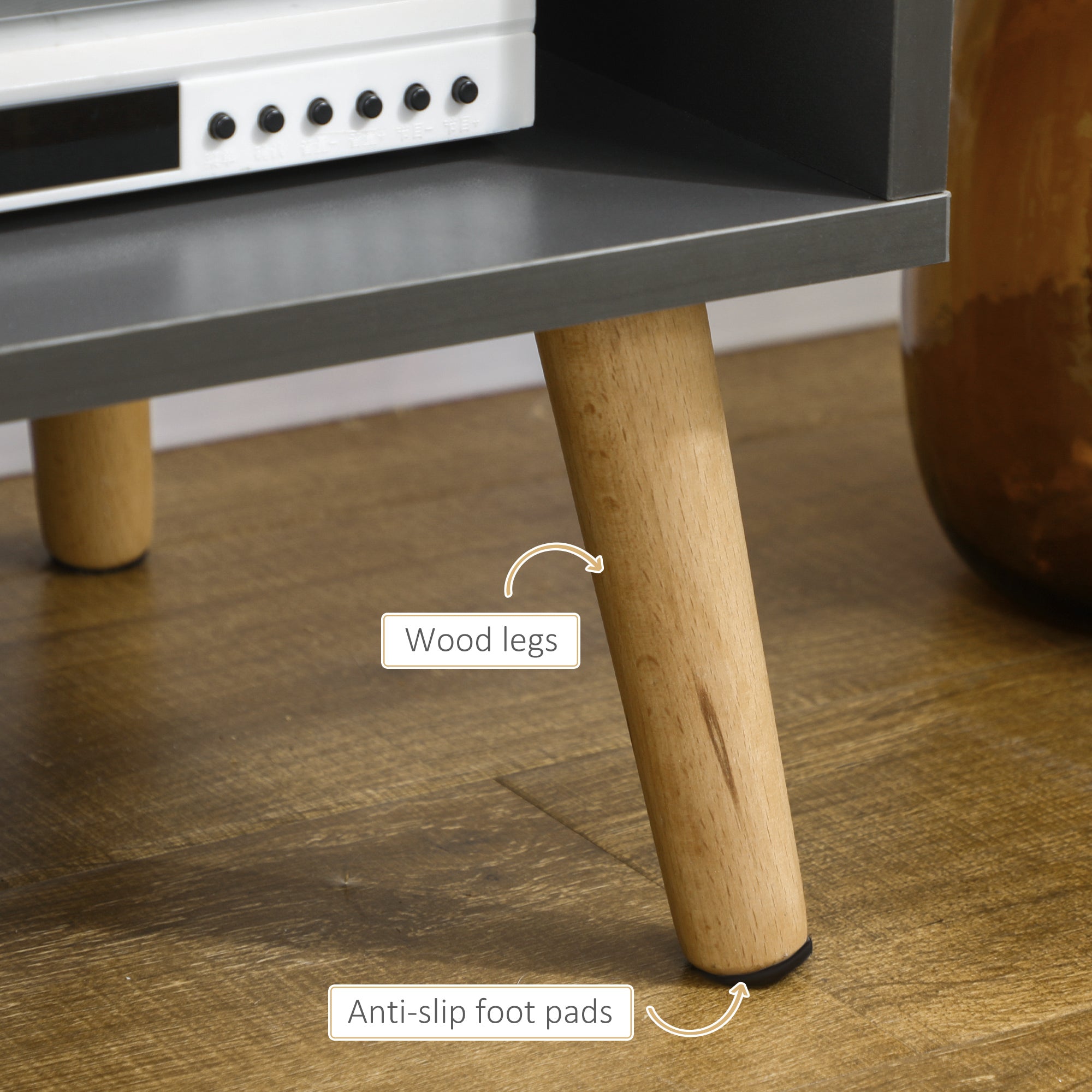 HOMCOM TV Stand Cabinet for TVs up to 55", Entertainment Unit with Doors, Storage Shelves and Cable Holes for Living Room, Bedroom, Dark Grey