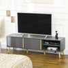 HOMCOM TV Stand Cabinet for TVs up to 55", Entertainment Unit with Doors, Storage Shelves and Cable Holes for Living Room, Bedroom, Dark Grey