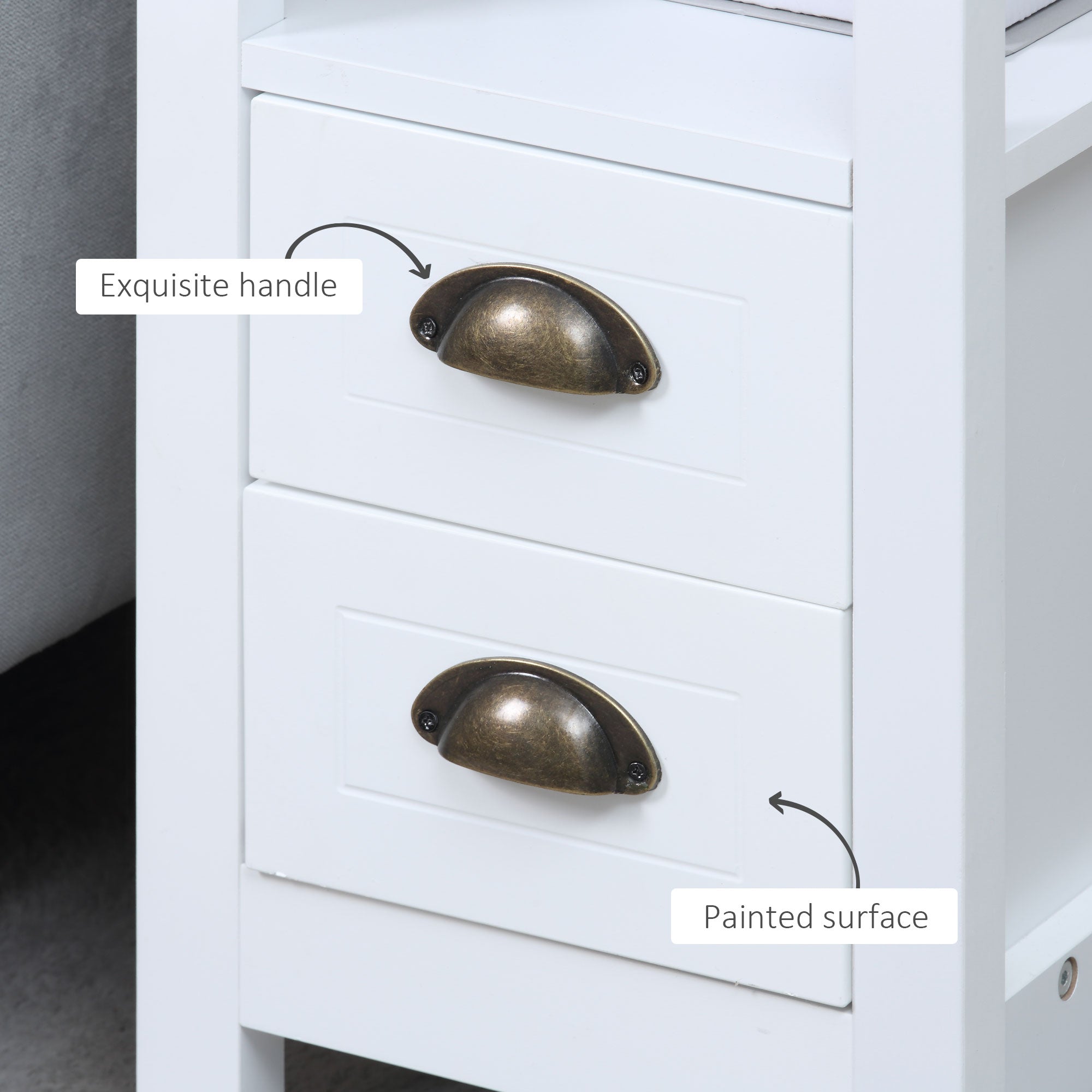 HOMCOM Slim End Table with 2 Drawers and Storage Shelf, Sofa Side Table for Living Room, Narrow Nightstand for Small Spaces, White