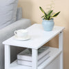 HOMCOM Slim End Table with 2 Drawers and Storage Shelf, Sofa Side Table for Living Room, Narrow Nightstand for Small Spaces, White