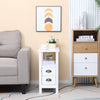 HOMCOM Slim End Table with 2 Drawers and Storage Shelf, Sofa Side Table for Living Room, Narrow Nightstand for Small Spaces, White