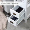 HOMCOM Slim End Table with 2 Drawers and Storage Shelf, Sofa Side Table for Living Room, Narrow Nightstand for Small Spaces, White