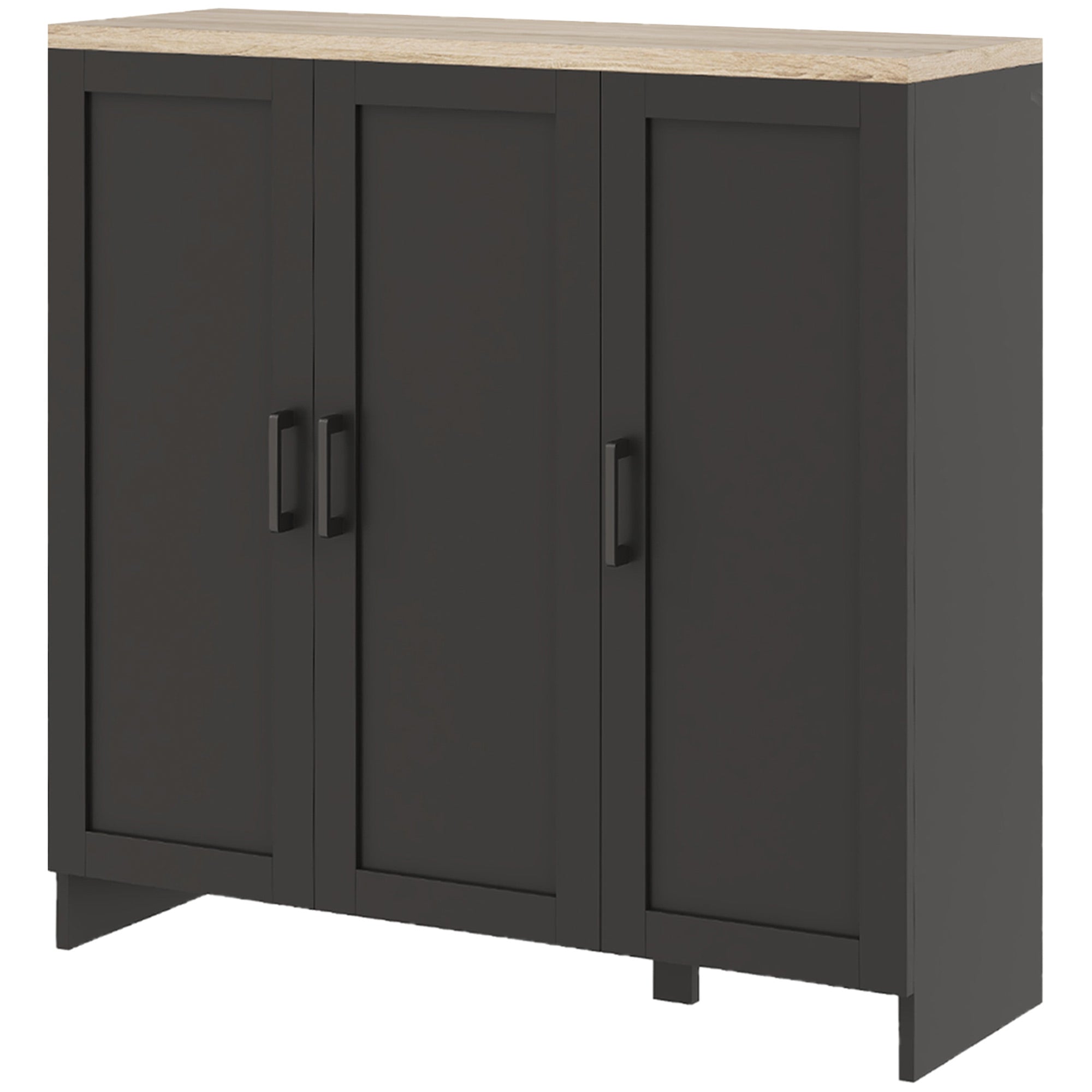 HOMCOM Modern Buffet Cabinet with Storage, 35" Narrow Sideboard, Kitchen Storage Cabinet with 3 Shaker Doors and Adjustable Shelves, Black